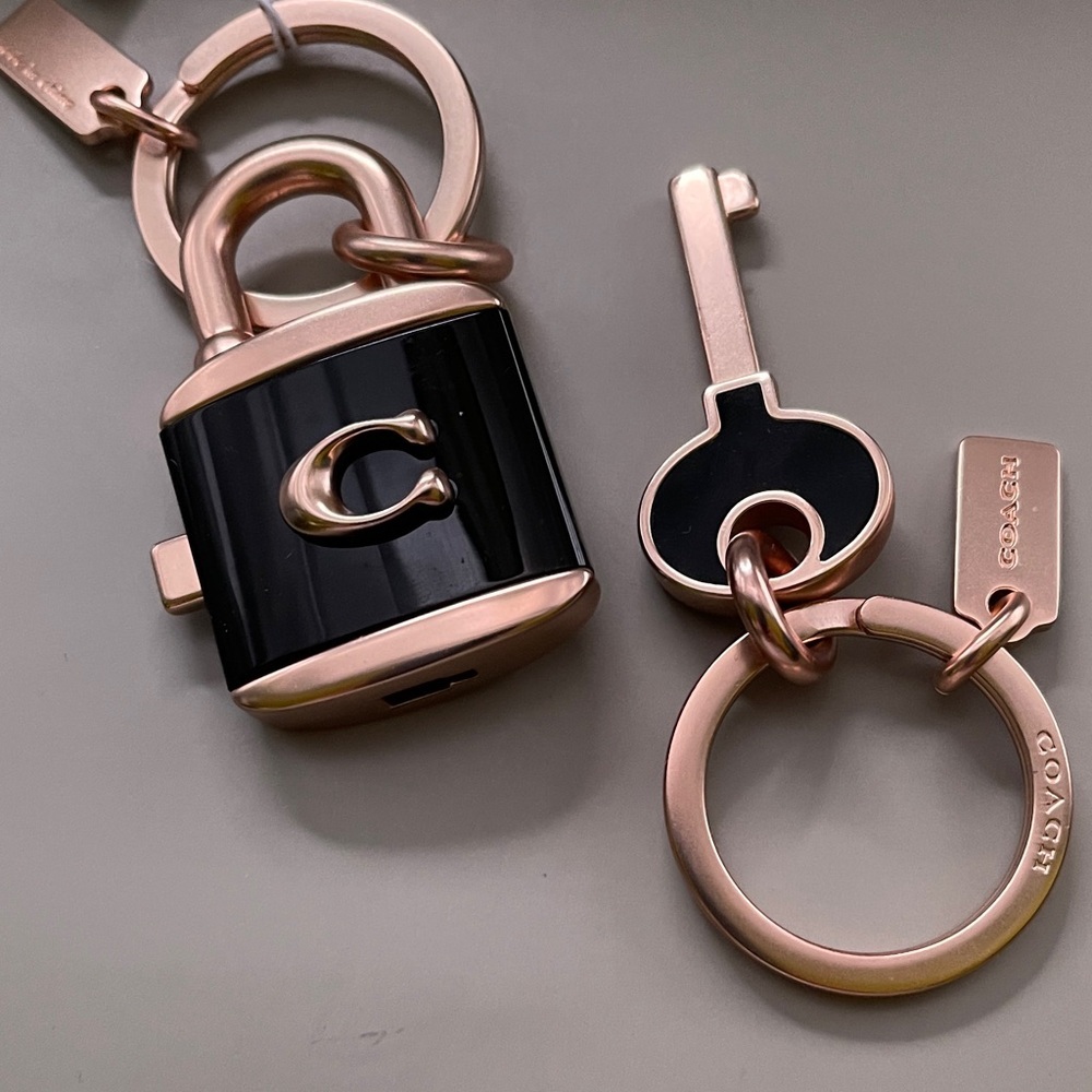 Coach Black and Rose Gold Padlock Key Holder or Charm Very Cool Coach - Picture 4 of 7